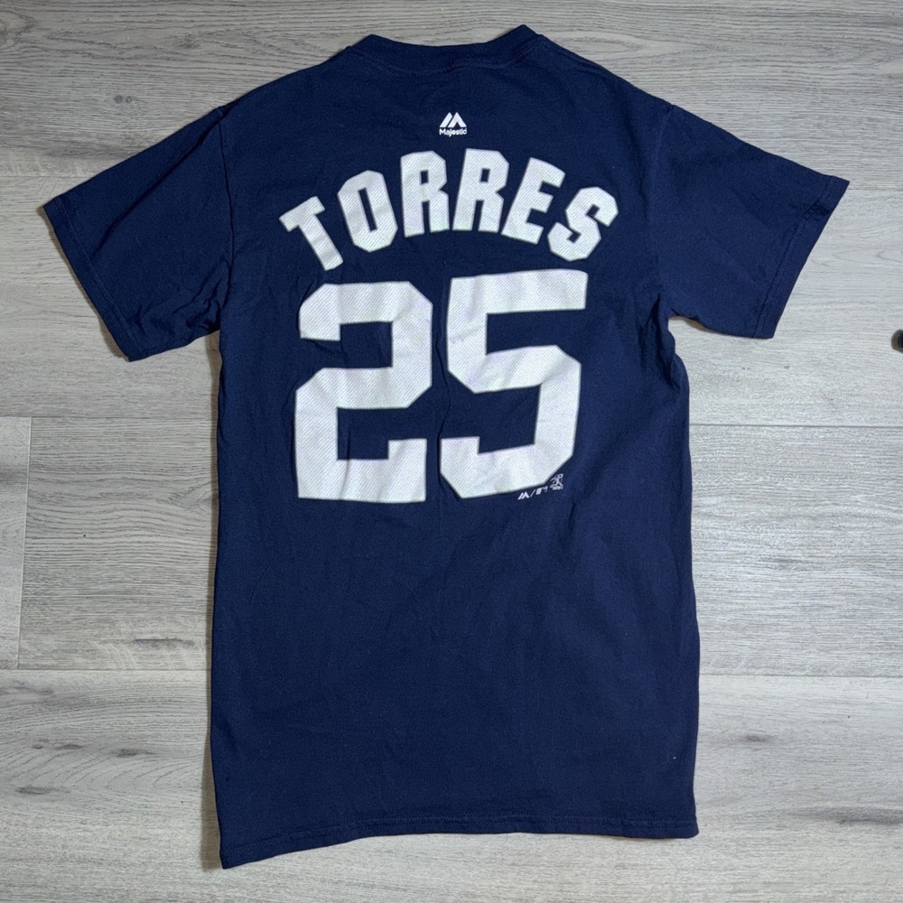 New York Yankees Alex Rodriguez A-Rod #25 Majestic‎ MLB T-Shirt Small Navy